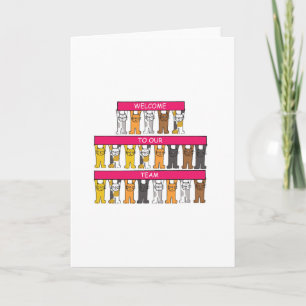 Welcome to Our Team Cartoon Cats Karte