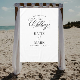 Welcome To Our Wedding Calligraphy Fabric Sign  Tischdecke