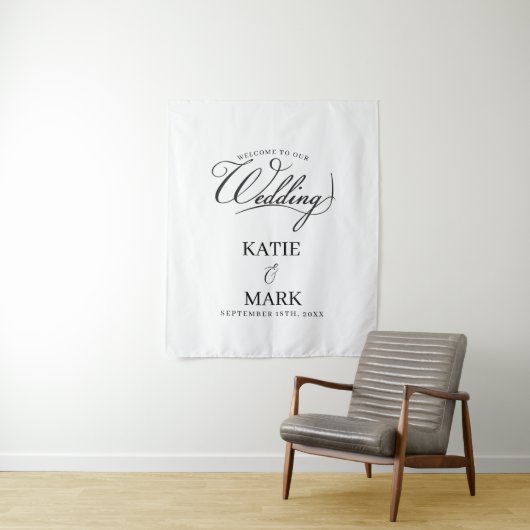 Welcome To Our Wedding Calligraphy Fabric Sign  Wandteppich (Beispiel)