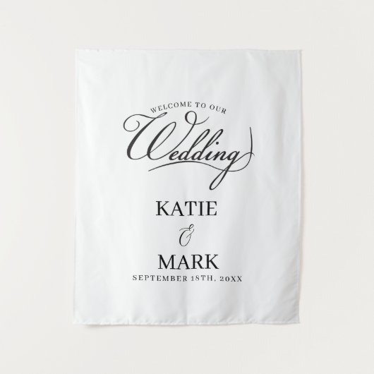 Welcome To Our Wedding Calligraphy Fabric Sign  Wandteppich (Vorderseite)