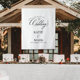 Welcome To Our Wedding Calligraphy Fabric Sign  Wandteppich