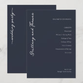 WELCOME TO OUR WEDDING Elegant Navy Blue Serif Programm (Vorne/Hinten)