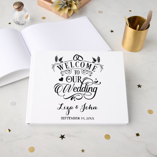 Welcome To Our Wedding Gästebuch (Vorderseite Offen)