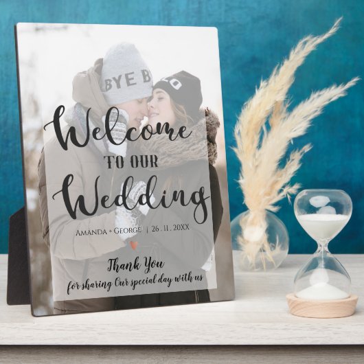 Welcome to Our Wedding Photo Faux Vellum Welcome Fotoplatte (Seite)