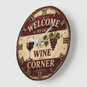 Welcome to Our Wine Corner Große Wanduhr (Winkel)