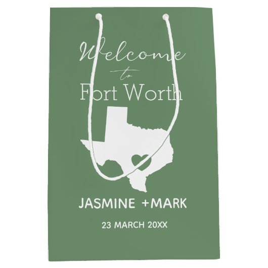 Welcome to Texas Fort Worth Custom Party Gift Mittlere Geschenktüte (Vorderseite)