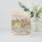 Welcome to the Neighborhood Deer Lawn Postkarte (Stehend Vorderseite)