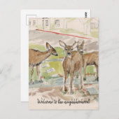 Welcome to the Neighborhood Deer Lawn Postkarte (Vorne/Hinten)