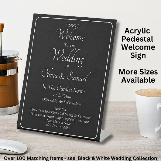 Welcome to the Wedding Black White Infinity Scroll Sockelschild