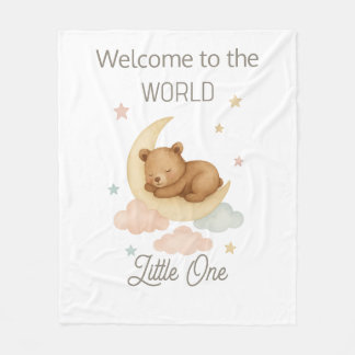 Welcome to the World Baby Blanket  Boho Watercolor Fleecedecke