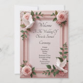 Welcome to Wedding Ceremony, Pink Roses & Doves  (Vorderseite)