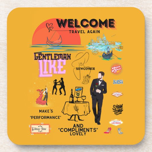 WELCOME TRAVEL AGAIN GETRÄNKEUNTERSETZER (Vorderseite)