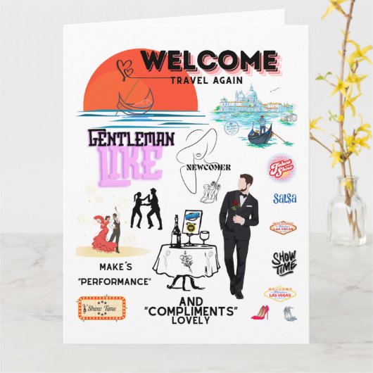 WELCOME TRAVEL AGAIN KARTE (Gelbe Blume)