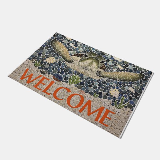 Welcome Turtle Doormat, Cute Turtle Fußmatte (Schrägansicht)