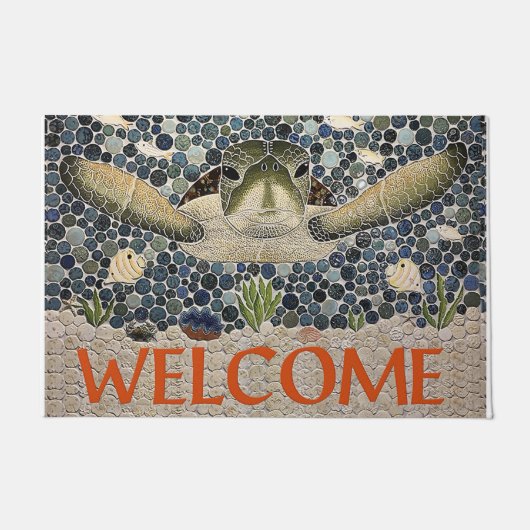 Welcome Turtle Doormat, Cute Turtle Fußmatte (Vorderseite)