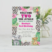 Welcome TWO Jungle Pink 2nd Birthday Einladung (Stehend Vorderseite)