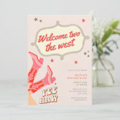 Welcome two the west cowgirl 2nd birthday  einladung (Stehend Vorderseite)