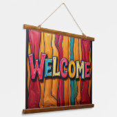 WELCOME Wall Tapestry Wandteppich Mit Holzrahmen (Gewinkelt)