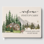 Welcome Watercolor Forest Cabin Zuhause Rental Gästebuch (Vorderseite)