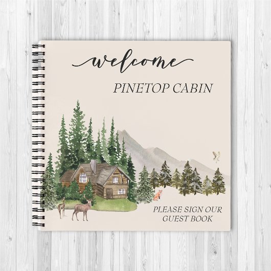 Welcome Watercolor Forest Cabin Zuhause Rental Notizblock