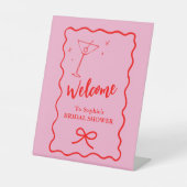 Welcome Wavy Retro Brautparty Sockelschild (Vorderseite)