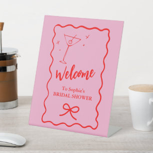 Welcome Wavy Retro Brautparty Sockelschild