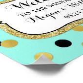 Welcome Wedding Blue Black Gold Confetti Poster (Ecke)