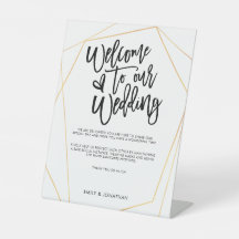 Welcome Wedding COVID Safety Script Gold Geometric