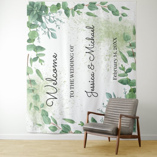 Welcome Wedding Eucalyptus Tapestry Wandteppich (Beispiel)