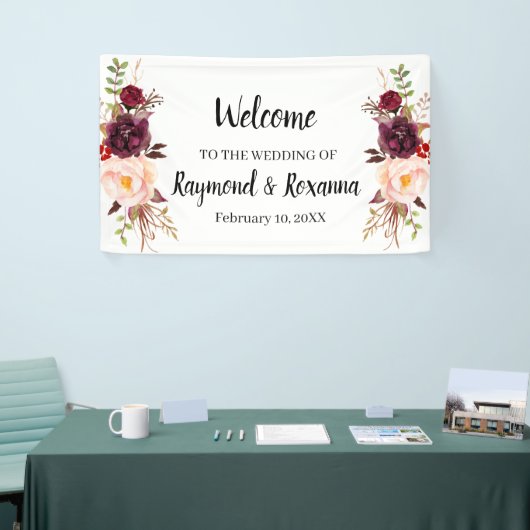 Welcome Wedding Marsala Blume Banner (Messeveranstaltung)