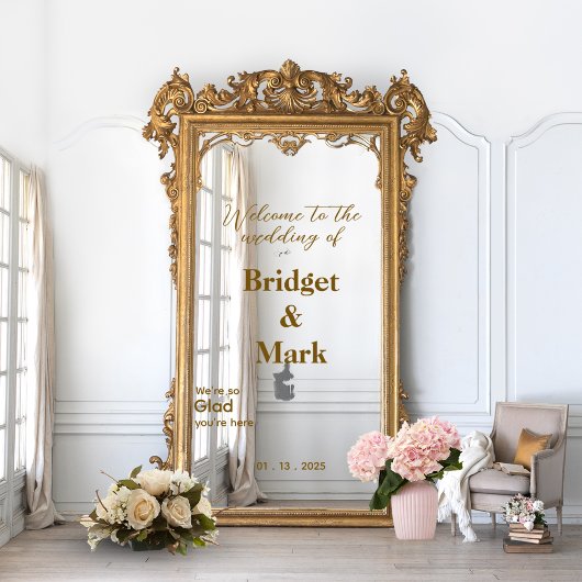 Welcome Wedding Mirror Decal Selfie Handwriting Fensteraufkleber