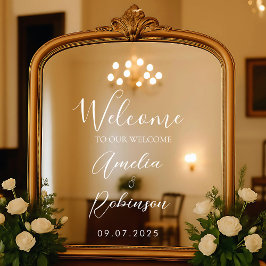 Welcome Wedding Mirror Sign Vinyl Lettering Elegan Fensteraufkleber