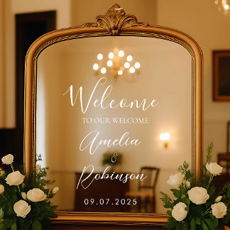 Welcome Wedding Mirror Sign Vinyl Lettering Elegan Fensteraufkleber