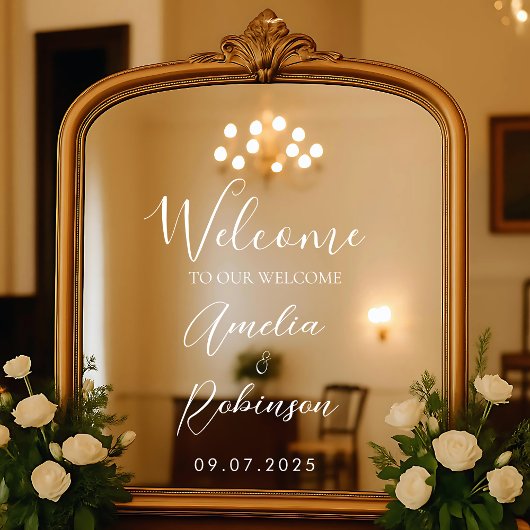Welcome Wedding Mirror Sign Vinyl Lettering Elegan Fensteraufkleber