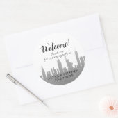 Welcome Wedding New York City NYC Skyline Silver Runder Aufkleber (Umschlag)