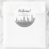 Welcome Wedding New York City NYC Skyline Silver Runder Aufkleber (Tasche)