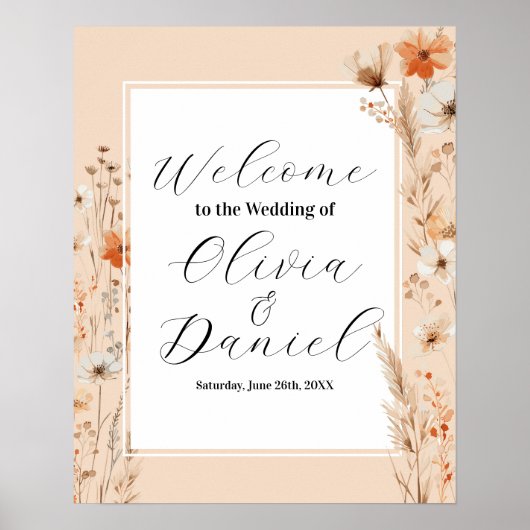 Welcome Wedding Poster Sign Summer Boho (Vorne)