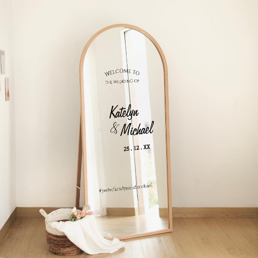 Welcome Wedding Selfie Mirror Elegante Kalligraphi Fensteraufkleber