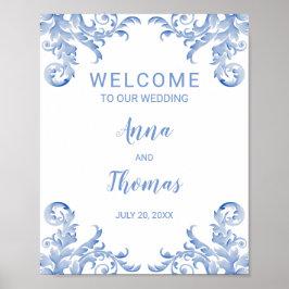 Welcome Wedding Sign Royal Blue Blüh Poster