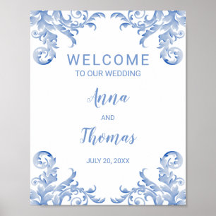 Welcome Wedding Sign Royal Blue Blüh Poster