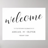 welcome | White Black Calligraphy Simple Poster (Vorne)