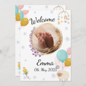 Welcome with love baby announcement round photo einladung (Vorne/Hinten)