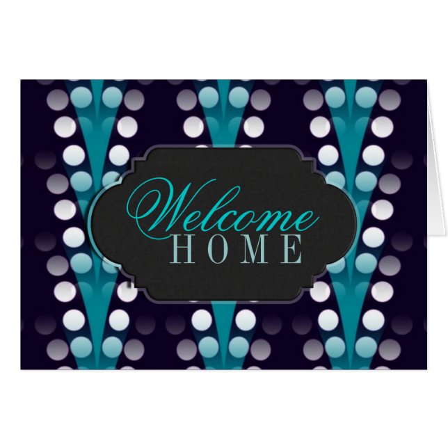Welcome Zuhause anpassbare Karte Aquamarin Sparkle (Vorderseite (Horizontal))