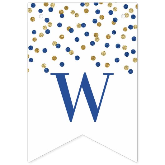 Welcome Zuhause Banner Blue Gold Confetti (Zweite Fahne)