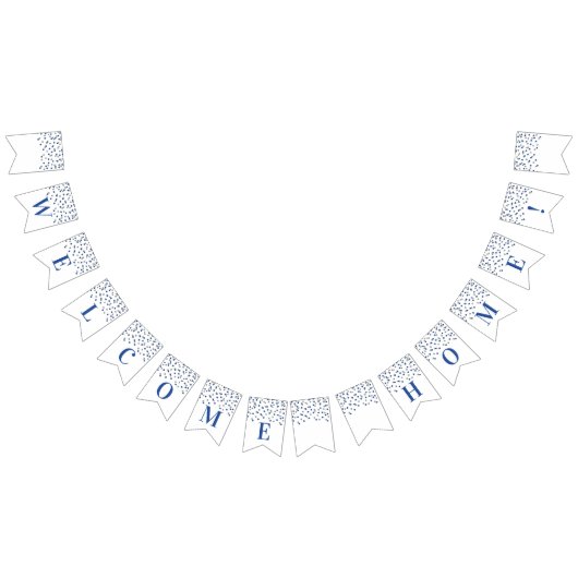 Welcome Zuhause Banner Blue Silver Confetti (Alle)