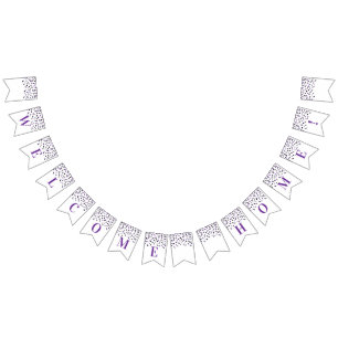 Welcome Zuhause Banner Lila Black Confetti