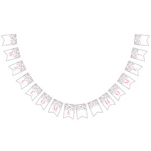 Welcome Zuhause Banner Pink Black Confetti