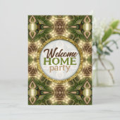 Welcome Zuhause Batik Earth Green Gold Forest Part Einladung (Stehend Vorderseite)