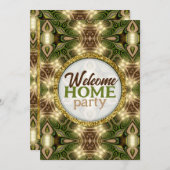 Welcome Zuhause Batik Earth Green Gold Forest Part Einladung (Vorne/Hinten)