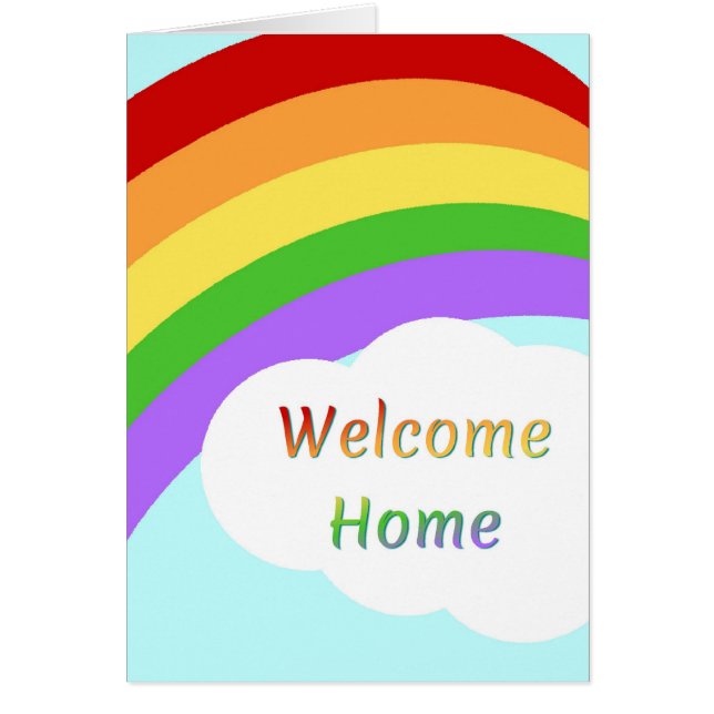Welcome-Zuhause-Card mit Regenbogen (Vorne)